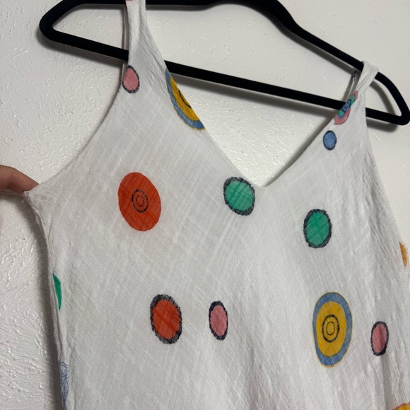 Asymmetrical‎ White Dress with Colorful Dots - Picture 2 of 6